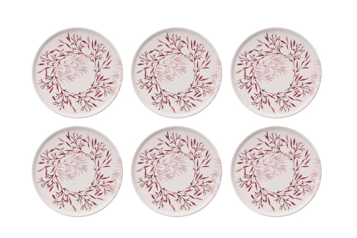 Hermia Red Thorn Juego de Platos para Postres Rojo y Blanco (6 Piezas) de Porcelana Hermia Red Thorn Juego de Platos para Postres Rojo y Blanco (6 Piezas) de Porcelana